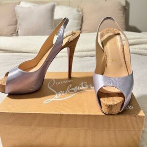 Christian Louboutin Private Number 120 Silver Calf Lamination Pumps